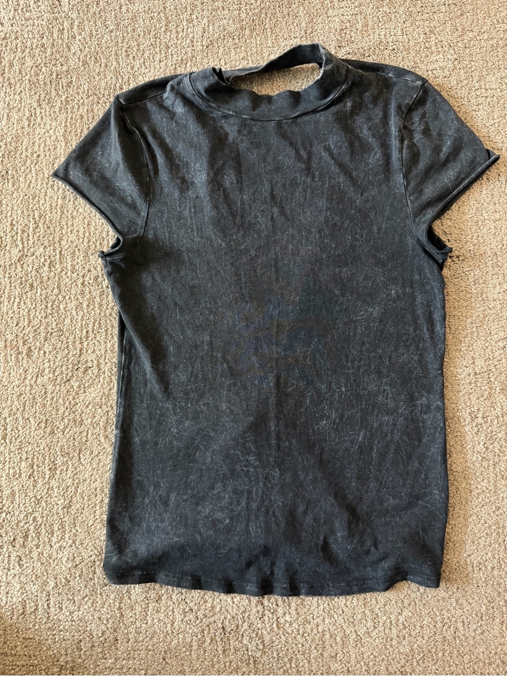 We The Free Black Short Sleeve Mock Neck Tee